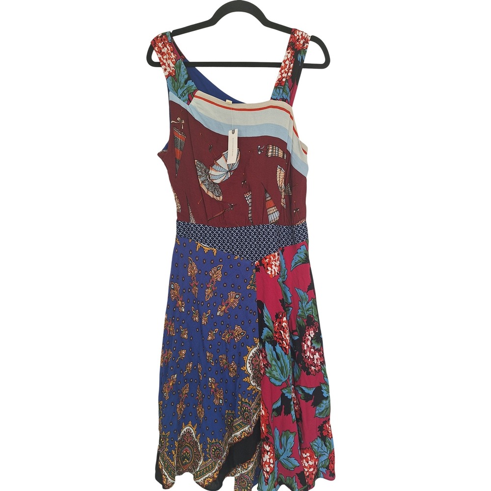 Moulinette Soeurs Anthropologie Patchwork Mixed Print Dress Floral Paisley 12